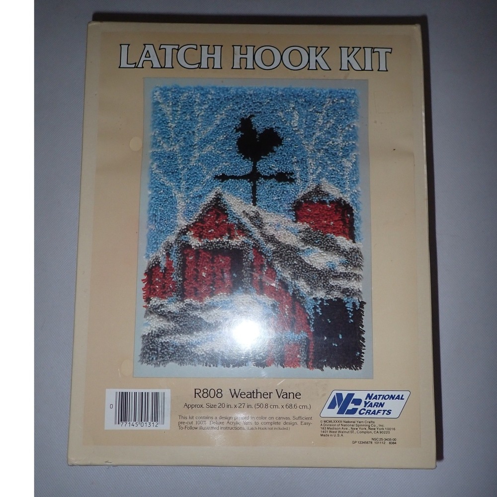 National Yarn Crafts Weather Vane Latch Hook Kit R808 Winter Barn 20x27